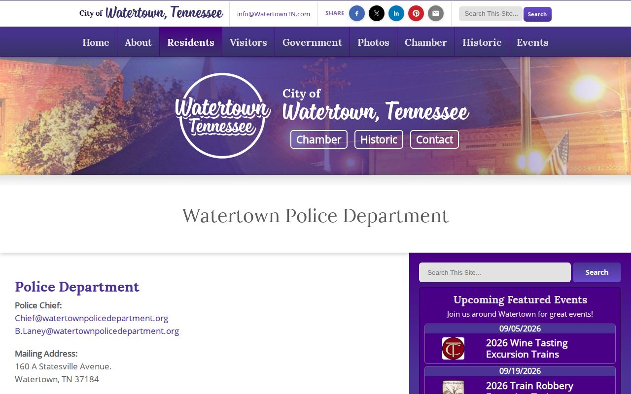 Watertown Police Department official page for Watertown arrest-record requests